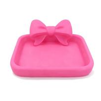 Bow Shaped Eco-Friendly PLA Jewelry Tray Anti-Slip Base 1Pc Smooth Surface Vanity Organizer for Lipstick Earring Ring Display rožinė
