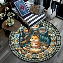 Royal Hamster Kingdom Round Area Rug Under Office Chairs Bedroom Living Room Home Decor 80cm x 80cm