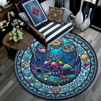 Underwater Lobster Glass Round Area Rug Under Office Chairs Bedroom Living Room Home Decor 80cm x 80cm