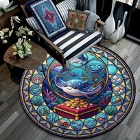 Underwater Treasure Hunt Round Area Rug Under Office Chairs Bedroom Living Room Home Decor 80cm x 80cm