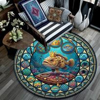 Undersea Royal Treasure Round Area Rug Under Office Chairs Bedroom Living Room Home Decor 80cm x 80cm