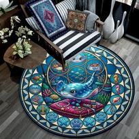 Oceanic Glass Fantasy Round Area Rug Under Office Chairs Bedroom Living Room Home Decor 80cm x 80cm