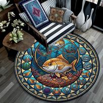Underwater Treasure Hunt Round Area Rug Under Office Chairs Bedroom Living Room Home Decor 80cm x 80cm