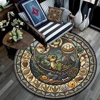 Prehistoric Dinosaur Adventure Round Area Rug Under Office Chairs Bedroom Living Room Home Decor 80cm x 80cm