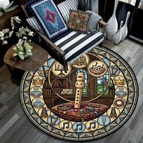 Music Royalty Symbols Round Area Rug Under Office Chairs Bedroom Living Room Home Decor 80cm x 80cm