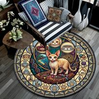 Cats Royal Legacy Round Area Rug Under Office Chairs Bedroom Living Room Home Decor 80cm x 80cm