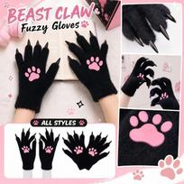 Short Animal Gloves with Silicone Pads and Nails for Cosplay Costume One Size juoda