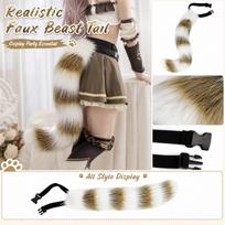 Plush Furry Animal Tail Costume Accessory for Halloween Party One Size geltona