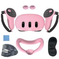 for Meta Quest 3 Silicone Protective Cover Set 7 In 1 Anti-Leakage Nose Pad Mask Case Replacement Vr Silicone Case Accessories rožinė