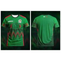 Men's Summer Mexico-Themed 3D Print Football Jersey T-Shirt, Unisex Quick-Dry Short Sleeve Top for Outdoor Sports and Training 5XL
