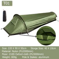 Ultralight Tent-1 Person Bivy Tent Camping Single Person Mesh Bivy Waterproof Sleeping Bag Gear for Backpacking Solo Hiking Tent T01 Green