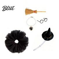 Cute Goose Outfit Set Halloween Witch Costume for Mini Goose Polka Dot Mesh Skirt Wizard Funny Clothes Hat Broom Outdoor Garden Decor Party Festive