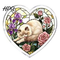 High Transparency Acrylic Puzzle Suncatcher Colorful Window Hanging Pendant Heart Shape Stained Glass Weekend Project Style Sun Catcher Decoration, C