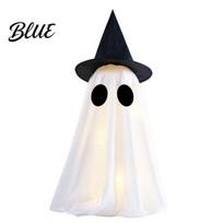 Halloween Party Supplies Ghost Decoration Light-Up with Witch Hat/Bow Figure Spooky Standing Decor for Porch Yard Outdoor Decoration 1