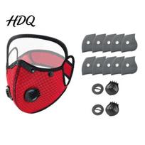 Face Protection Shield Cycling Mask with Filter & Breathing Valve Reusable Carbon Dust Heavy-duty Goggles Lightweight for Outdoor Motorcycle Riding raudona