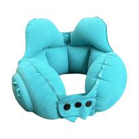 Foldable Compression Pillow Portable Travel Pillow Neck Rest U-shaped Pillow  Driving mėlyna