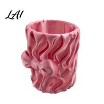 Multifunctional Storage Bag Silk Texture Pen Holder 3D Printed Desk Organizer for Brushes Stationery And Desktop Pens Makeup Brushes Ribbon rožinė
