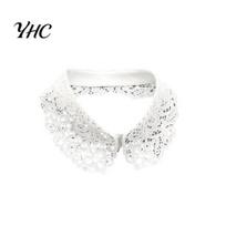 Women Fashion Accessory Collar Fake Embroidered Lace Flower Detachable Solid Decorative Shirt Color Hollow Design False Match for Tops Sweatshirts