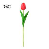 Faux Flower Decoration Artificial Tulip Realistic Reusable Colorful Fake Wedding Party Indoor Home Office Table Centerpiece Branch raudona