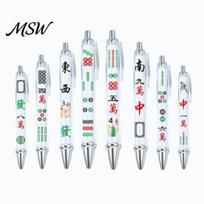 Portable Pocket Pen for Daily Use 8 Pcs Ballpoint Pens, Chinese Mahjong Retractable Rolling Ball Fine Point Transparent Barrel Office Smooth 8pcs