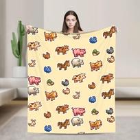 The best Stardew Valley farm-Flannel Blanket Soft Durable Throw Blanket for Living Room Travel Pattern Bedspread Sofa Bed Cover Size: 75*100cm, Weight: 230 GSM