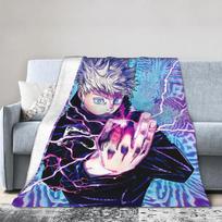 Super Soft BlanketKids Travel Gojo Satoru Jujutsu Kaisen Throw Blanket Flannel Bedspread For Couch Chair Sofa Bed Cover Size: 75*100cm, Weight: 230 GSM