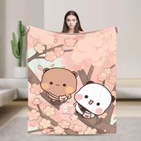 Bear Cartoon Cute Bubu Dudu Blanket Flannel Winter Portable Soft Throw Blankets for Home Couch Bedding Throws Size: 75*100cm, Weight: 230 GSM