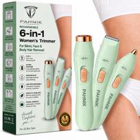PAHNIK 6-in-1 Women’s Trimmer for Bikini, Face & Body Hair Removal - USB Rechargeable, Waterproof, 90 Min Runtime, Painless Facial & Body Hair Remo