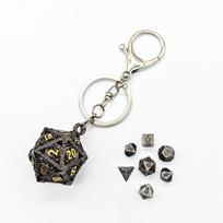 1 Set 20-sided Hollow Metal Dice Keyring DND Polyhedral Dice Keychain  Hangings Ornaments Style 7