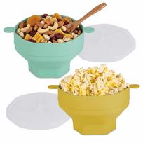 Soft Popcorn Bowl Silicone Fruit Bowl Water‑proof Serving Vessel  Fruit žalia