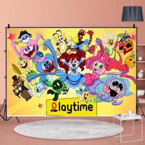 Video Game Funny P-Poppy Playtimes Photography Backdrop Customizable Happy Birthday Party Decoration Children Photo Background 120x70 cm