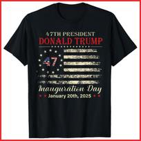 47th President Donald Trump Inauguration Day 2025 US Flag Black T-Shirt S-5XL L