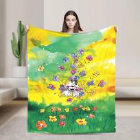 Animacinis D-Diddl minkštas pledas Studentams pliušinis mesti pledas Juokingas sofos lovos flanelinis patiesalas sofos lovos užvalkalas Size: 75*100cm, Weight: 230 GSM yellow