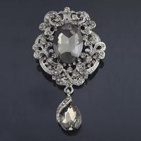 Vintage Baroque Glass Crystal Water Drop Pendant Brooches For Women Men Trendy Rhinestone Geometric Pin Jewelry Gift Party Decor
