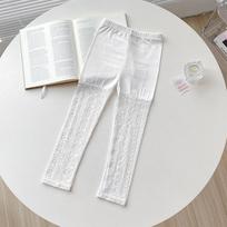 Summer Thin Children's Leggings Stylish Lace Mesh Kids Girls Trousers Solid Tights For Girls Child Skinny Pencil Pants 3-10Years 110