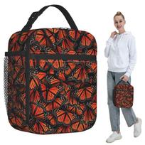 Orange Monarch Butterfly Insulated Lunch Bag for Kids School Cooler Thermal Food Box Tote Portable Lunch Boxes Container One Size