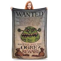 Shreks Pun Flannel Blanket Winter Soft Throw Blanket for Girls Boys Living Room Funny Bedspread Sofa Bed Cover Size: 75*100cm, Weight: 230 GSM
