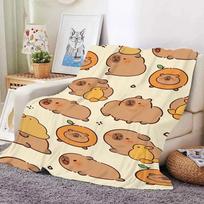 Capibara Lovely Nap Blanket Sofa Winter Warm Bed Camping Fluffy Soft Blankets Microfiber Bedding Use Flannel Throw Blanket Size: 75*100cm, Weight: 230 GSM