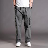 Big Plus Size Mens Casual Loose Long Trousers Elastic Waist Breathable Durable Outdoor Sports Hiking Running Fitness Pants for Daily Activity L žalia
