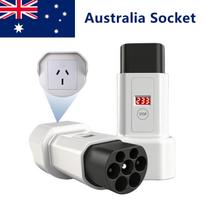 EVqiaoyi Type2 to Australia Socket EV Adapter Discharging Plug with Power-off Button Charging Accessories for Type2 Stations with screen