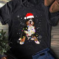 Bernese Mountain Dog Christmas Lights T-Shirt: Funny Dog Lover Gift XL