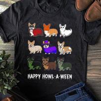 Funny Corgi Halloween T-Shirt: Happy Howlloween Dog Lovers Gift XL