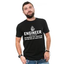 Funny Engineer Definition T-Shirt: Caffeine & Last Minute Work 2XL