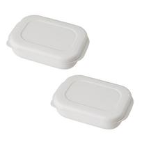 Marna Extreme Frozen Rice Large rice from becoming in Microwave and Dishwasher Safe White K784W Container, (Prevents sticky/Made Japan), (2-pack), balta