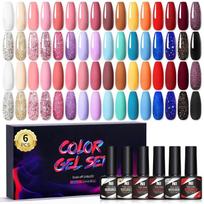 NeeJolie Gel Polish Kit 6PCS Box Set Barbie Pink Nail Gel Soak Off UV Gel Nail Art Manicure Starter Kit Long Lasting Shine Easy Application 1