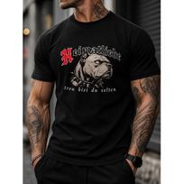 Men's Short Sleeve T-Shirt With Pitbull Graphic, Gothic Lettering Design, Soft Cotton Feel, Crew Neck, Streetwear Style For Daily Wear S juoda
