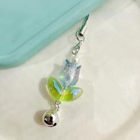 Pendant Tulip Phone Charm Flowers Phone Chains Hanging Cord Mobile Phone Lanyards  Phone Case mėlyna