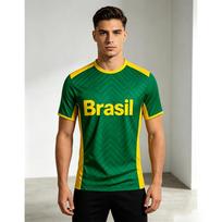 Brazil Football Jersey T-shirt For Men Outdoor Sport Breathable Short Sleeve Customized Name Number Yellow And Green M
