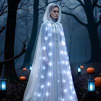 Lace-up LED Halloween Hooded Cloak with Oversized Hood Vintage Hooded Cape New Design Overcoats