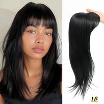 Straight Synthetic Hair Toppers With 3 Clips Hair Extensions Natural Topper Hairpieces for Women with Bangs 6 Colors (as the picture,18 inches/ 45CM)